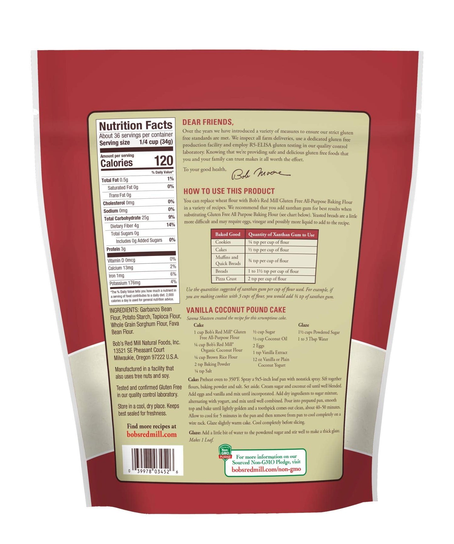 BobS Red Mill Gluten Free All Purpose Baking Flour, 44 Oz