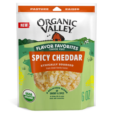 ORGANIC VALLEY Spicy Cheddar Shredded Cheese, Flavor Favorites, 6 oz