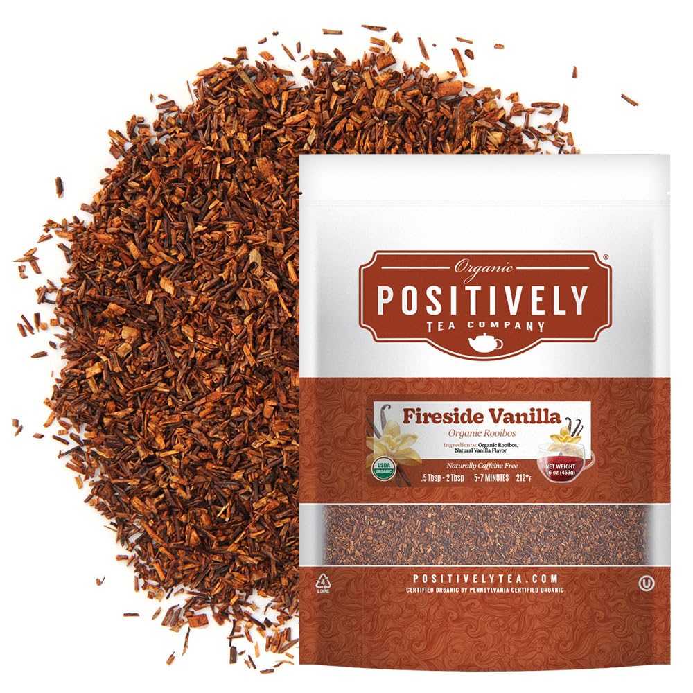 Organic Positively Tea Company Fireside Vanilla Rooibos Loose Leaf Tea, 16 Ounce