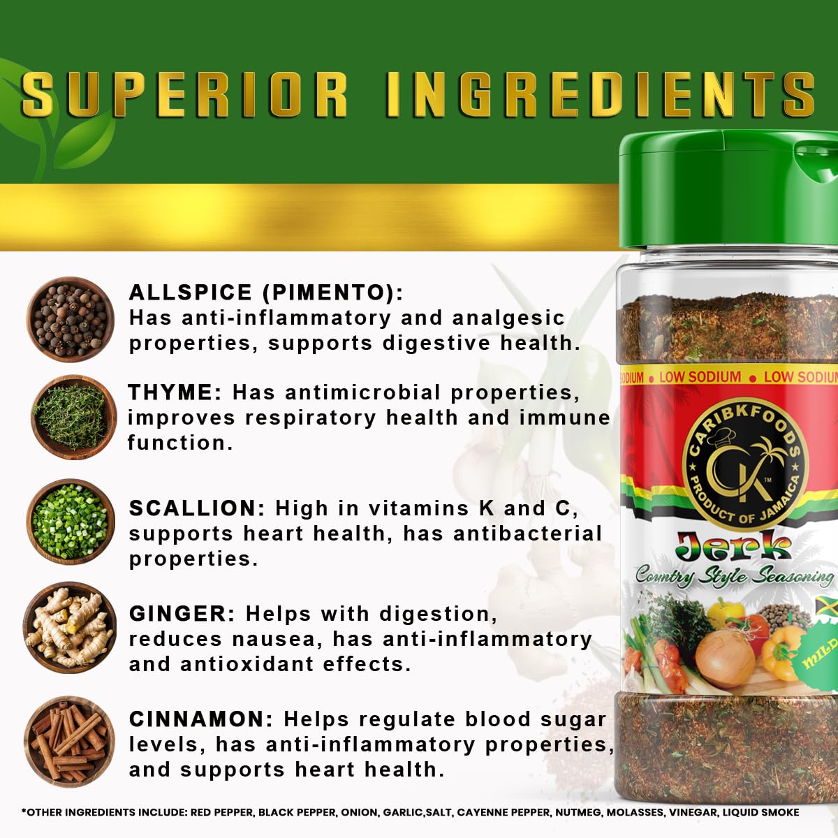 Caribkfoods Mild Jerk Seasoning (4.5 Oz) -100% All Natural Premium Ingredients | Healthy Gourmet Spice Blend For All Foods - Kos