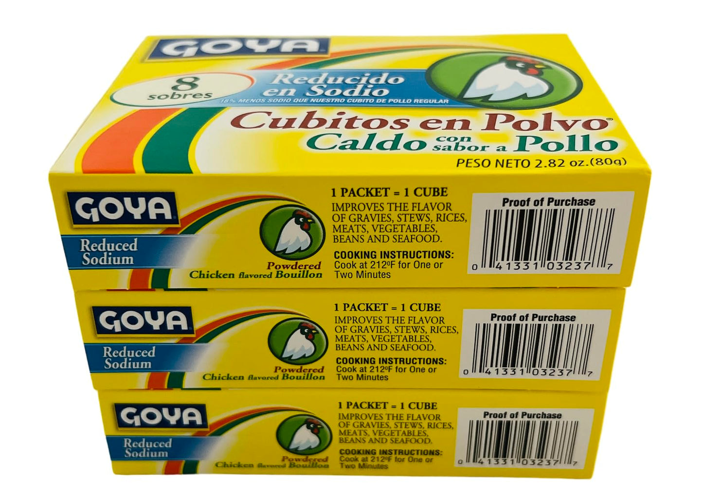 Generic Goya Chicken Flavored Powdered Bouillon Reduced Sodium Pack Of 3 Boxes (Cubitos En Polvo Reducido En Sodio)