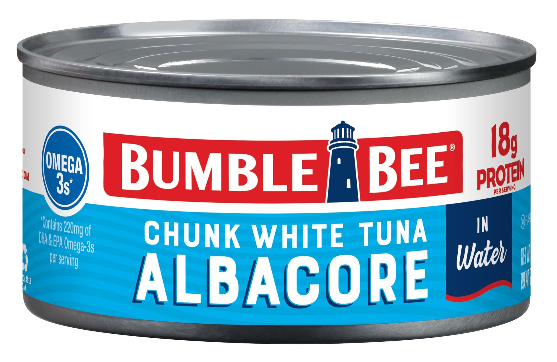 Bumble Bee Chunk White Albacore Tuna in Water, 12 oz Can, Non-GMO, Gluten Free, High in Omega-3s