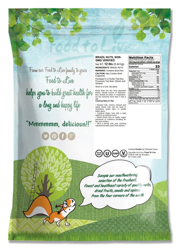 Food to Live Brazil Nuts, Raw, Unsalted, Non-GMO, Vegan, Kosher, 12 LB