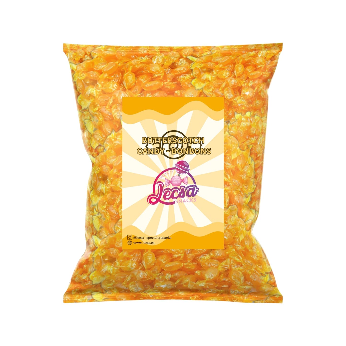 Butterscotch Hard Candy - Individually Wrapped - Rich & Creamy Old-Fashioned Flavor - Classic Sweet Treat - Lecsa Specialty Snac