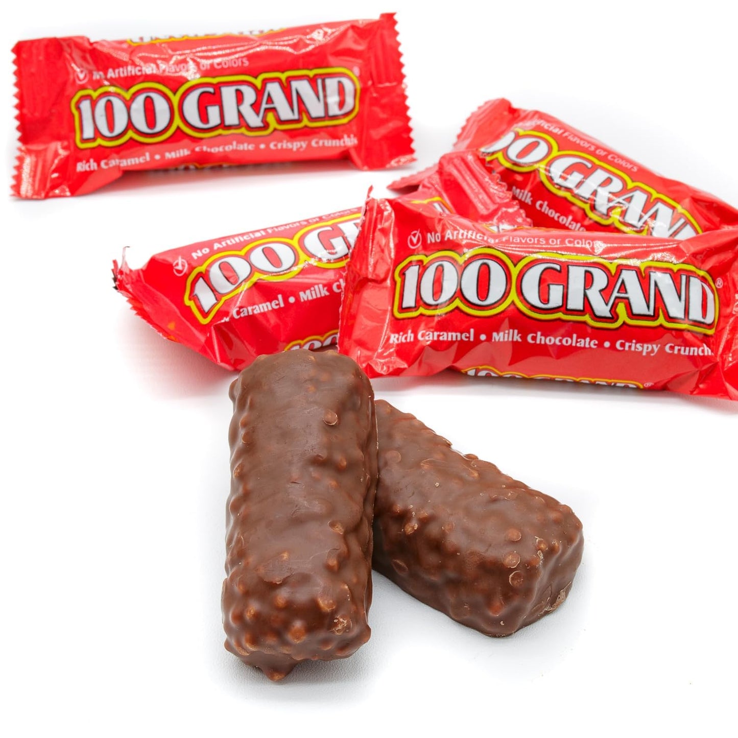 100 Grand Candy Bar Fun Size 1 lb - Anti Melt Pack  Bulk Candies in Resealable Bag  Individually Wrapped (20 Pieces)