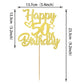 YCTHUNFISH Happy 50th Birthday Cake Topper, Glitter Heart & Star Design, Gold, Bamboo Material