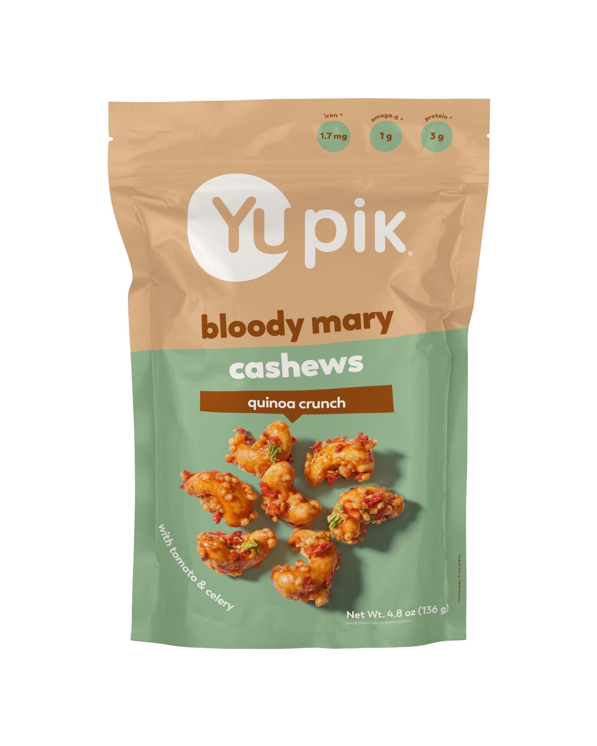 Yupik Bloody Mary Cashews, Crunchy Snack with Natural Ingredients, 4.8 Oz