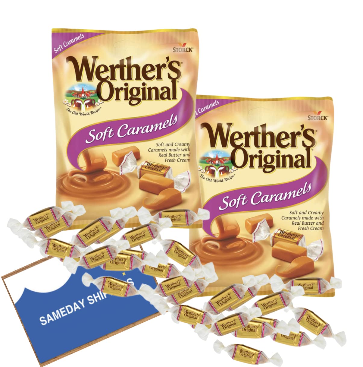 WERTHERS ORIGINAL | SOFT CARAMELS Candies | 2 Pack, 2.22-oz. Bags, SameDay Shipping offers Free Pen