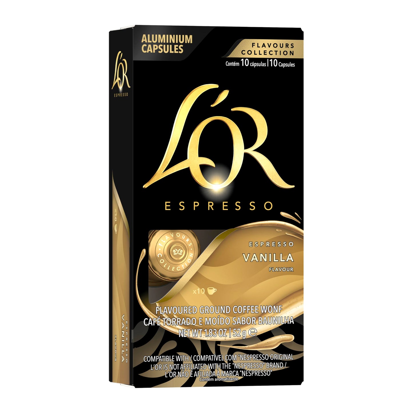LOR Espresso Capsules  10 Count Vanilla  Single-Serve Aluminum Coffee Capsules Compatible with the LOR BARISTA System & *Nespresso Original Machines  10 Count (Pack of 1)