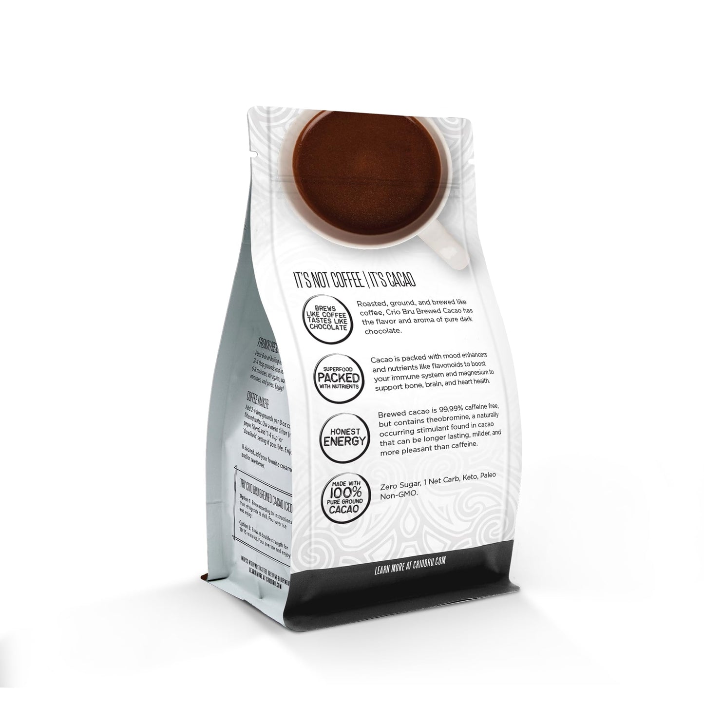 Crio Bru Brewed Cacao Nicaragua Medium Roast Coffee Alternative 100 Percent Pure Cacao Beans 99 Caffeine Free 10 Ounce Non Organic