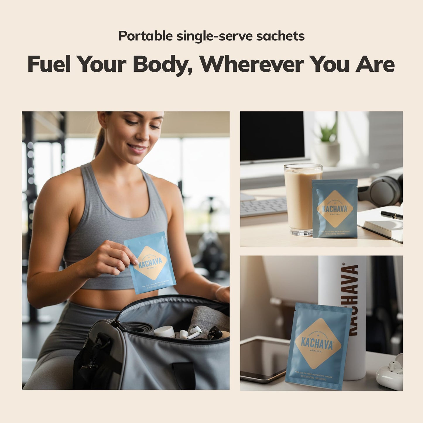 KaChava Whole Body Meal Shake Vanilla - Vegan Protein Powder with 85+ Superfoods & Greens - Plant-Based Meal Replacement with Probiotics & Digestive Enzymes - 5 Sachets Travel Pack (5 Servings)