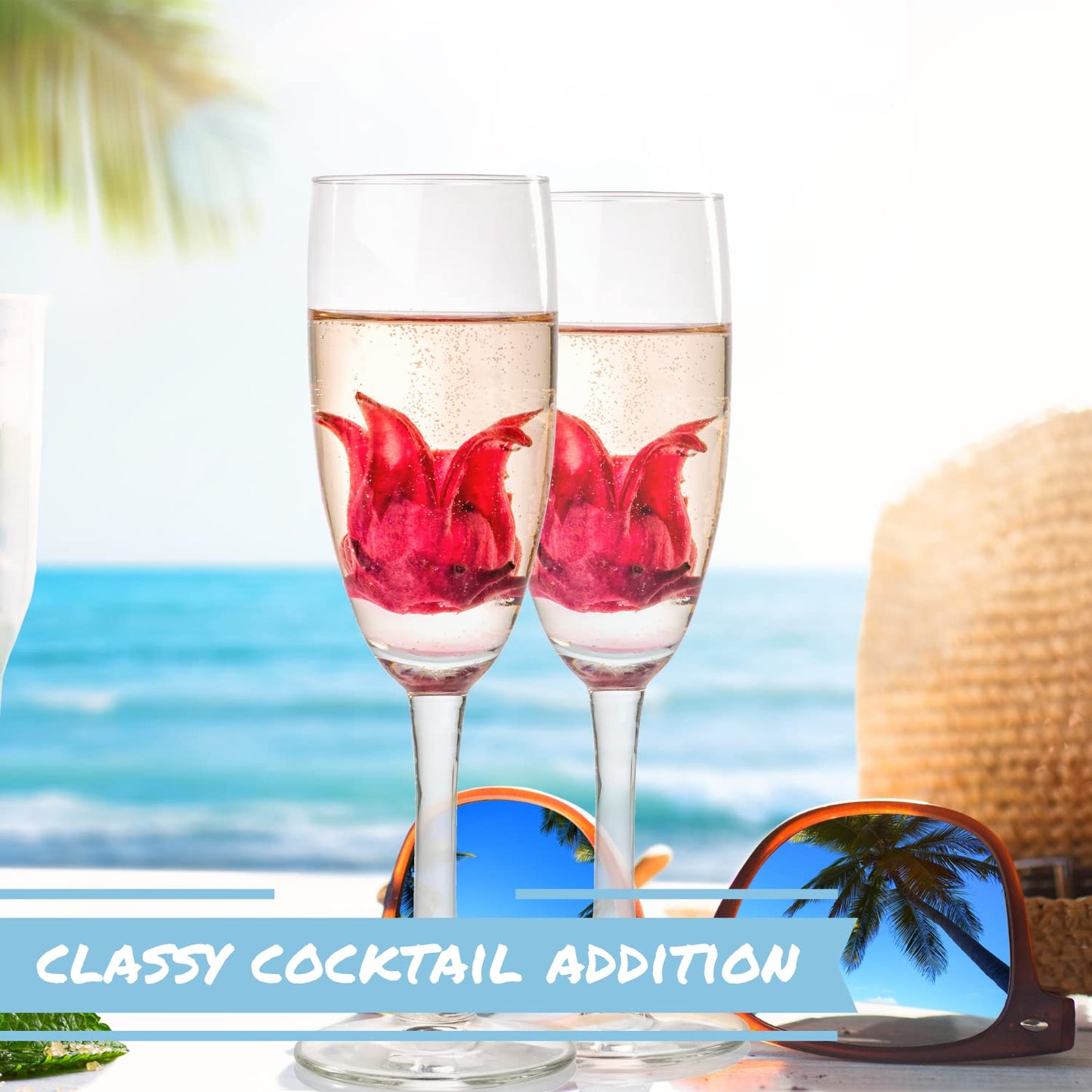 Its Delish Dried Candied Hibiscus Flowers, 1.1 lb Bulk Bag, Vegan & Kosher Edible Flowers for Cocktail Garnish