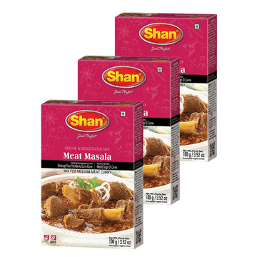 Shan Meat Masala Seasoning Mix (100g) - Authentic Indian Spices for Flavorful Meat Curry - Ideal for Mutton & Chicken Dishes (Pa
