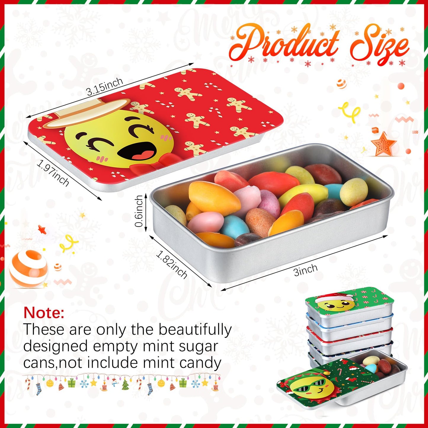Tioncy 12 Pcs Christmas Mint Tins - Funny Candy Metal Box Stocking Stuffers, 6 Styles, Perfect Gift for mature-themeds