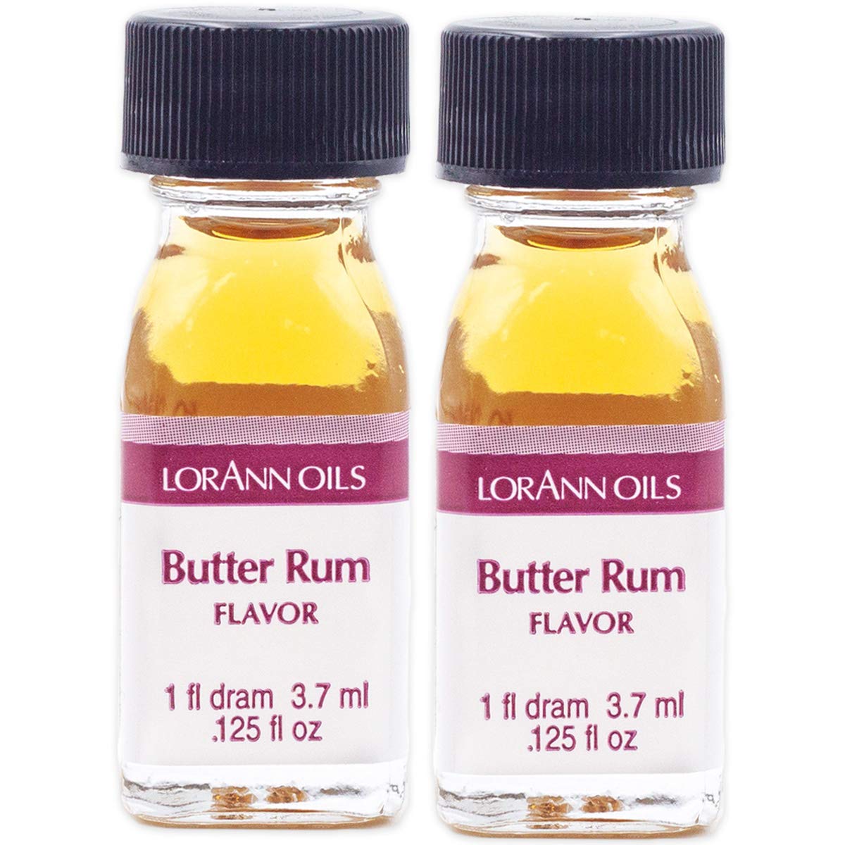 LorAnn Oils Super Strength Flavoring, Butter Rum, 0.125 fl oz, Pack of 2, Clear to Light Brown, Bold Natural Flavors for Baking & Candy Making