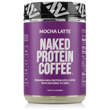 Naked Nutrition Mocha Latte Protein Coffee - Premium Instant Coffee - Protein Shake, Iced Coffee, Protein Drinks, Delicious Keto