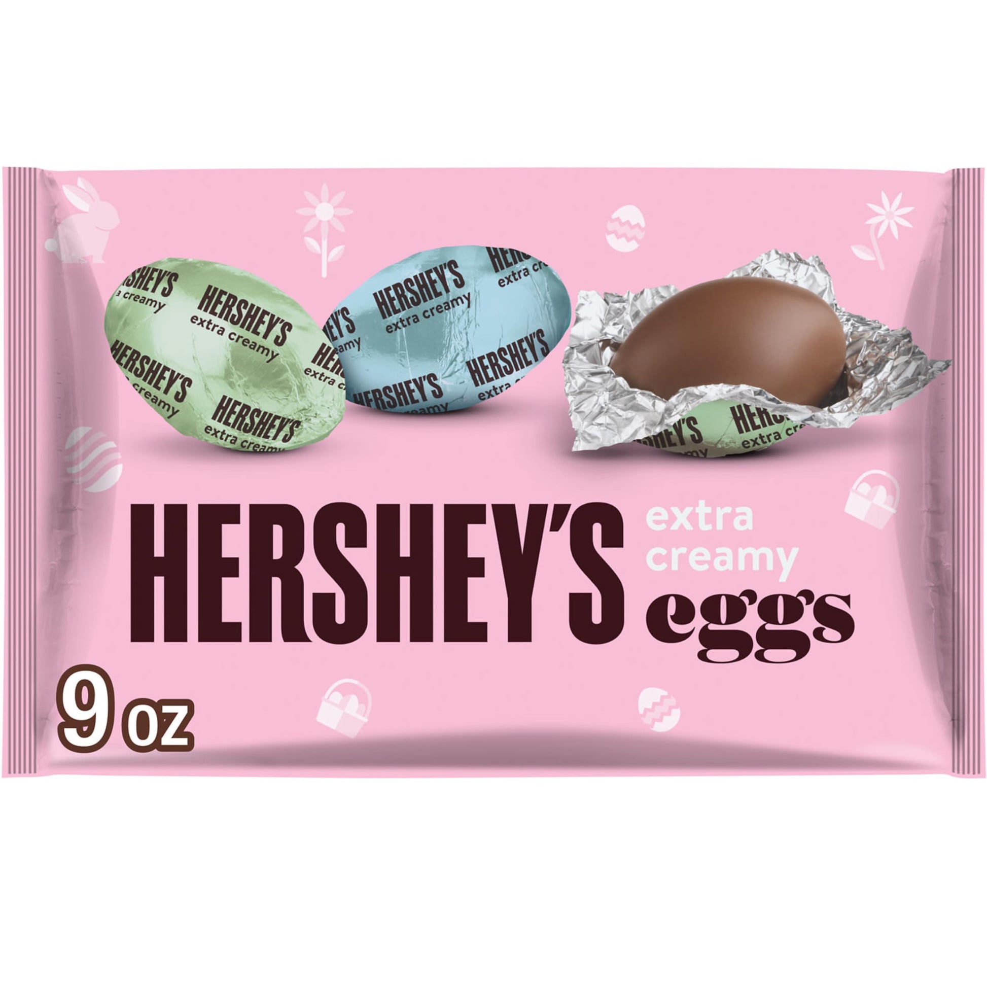HERSHEYS Extra Creamy Milk Chocolate Eggs, Easter Candy Bag, 9 oz