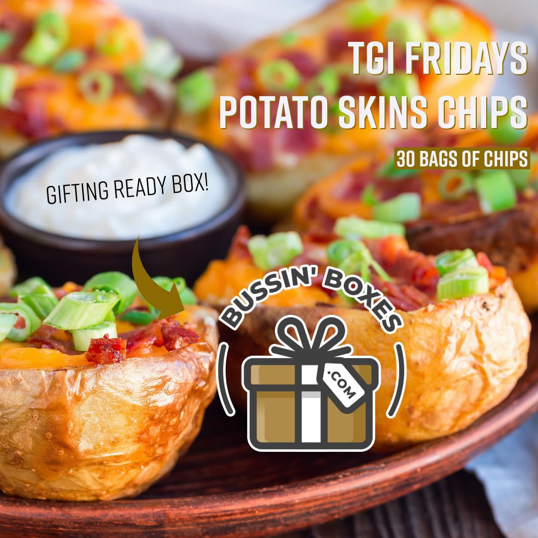 Tgi Fridays Bulk Cheddar And Bacon Potato Skins Snack Chips, 1 Oz. By Bussin Boxes (1 Ounce (Pack Of 30))