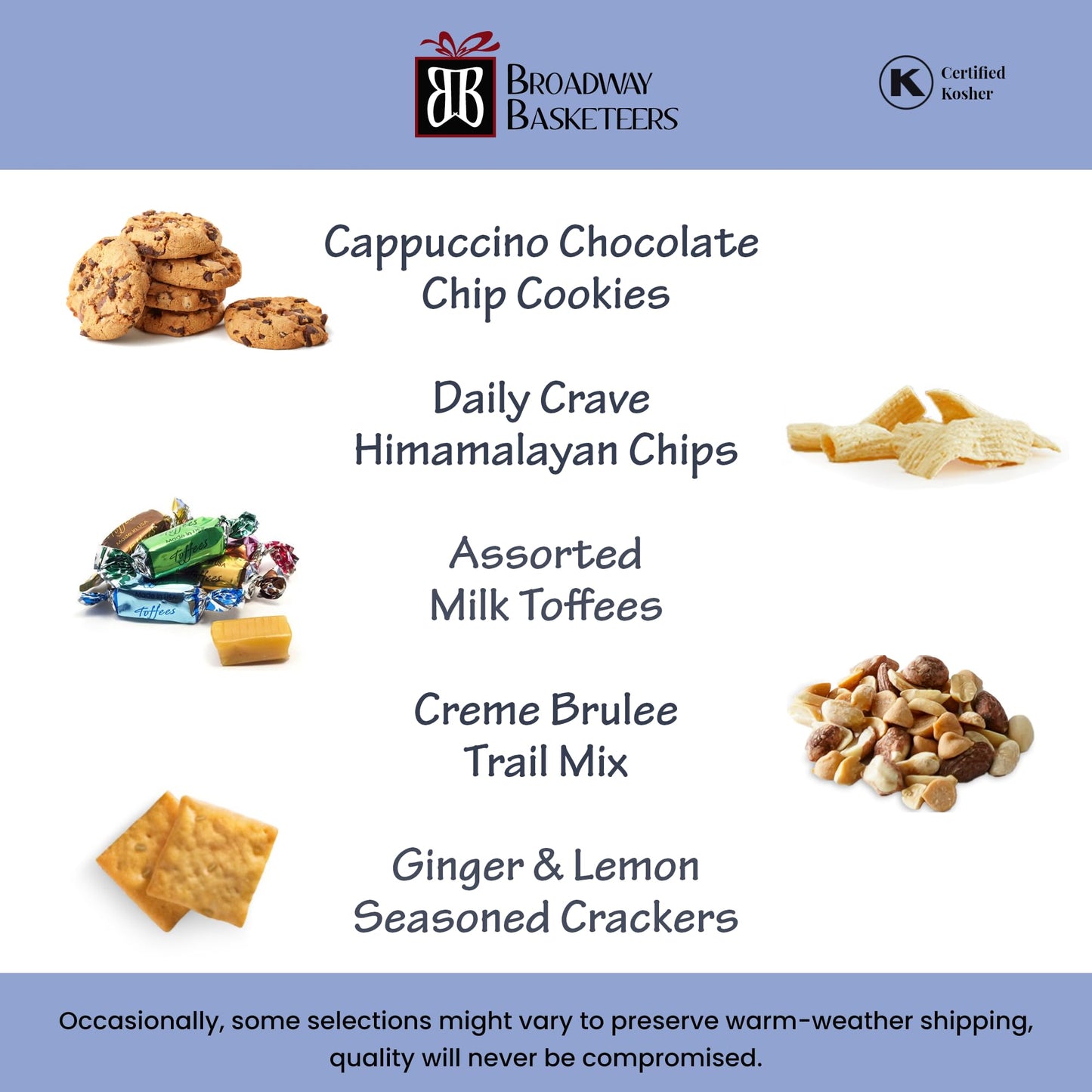 Broadway Basketeers Gourmet Food Gift Basket 6 Box Tower For Birthdays – Curated Snack Box, Sweet And Savory Treats For Parties, Best Wishes, Birthday Presents For Women, Men, Mom, Dad, Her, Him,