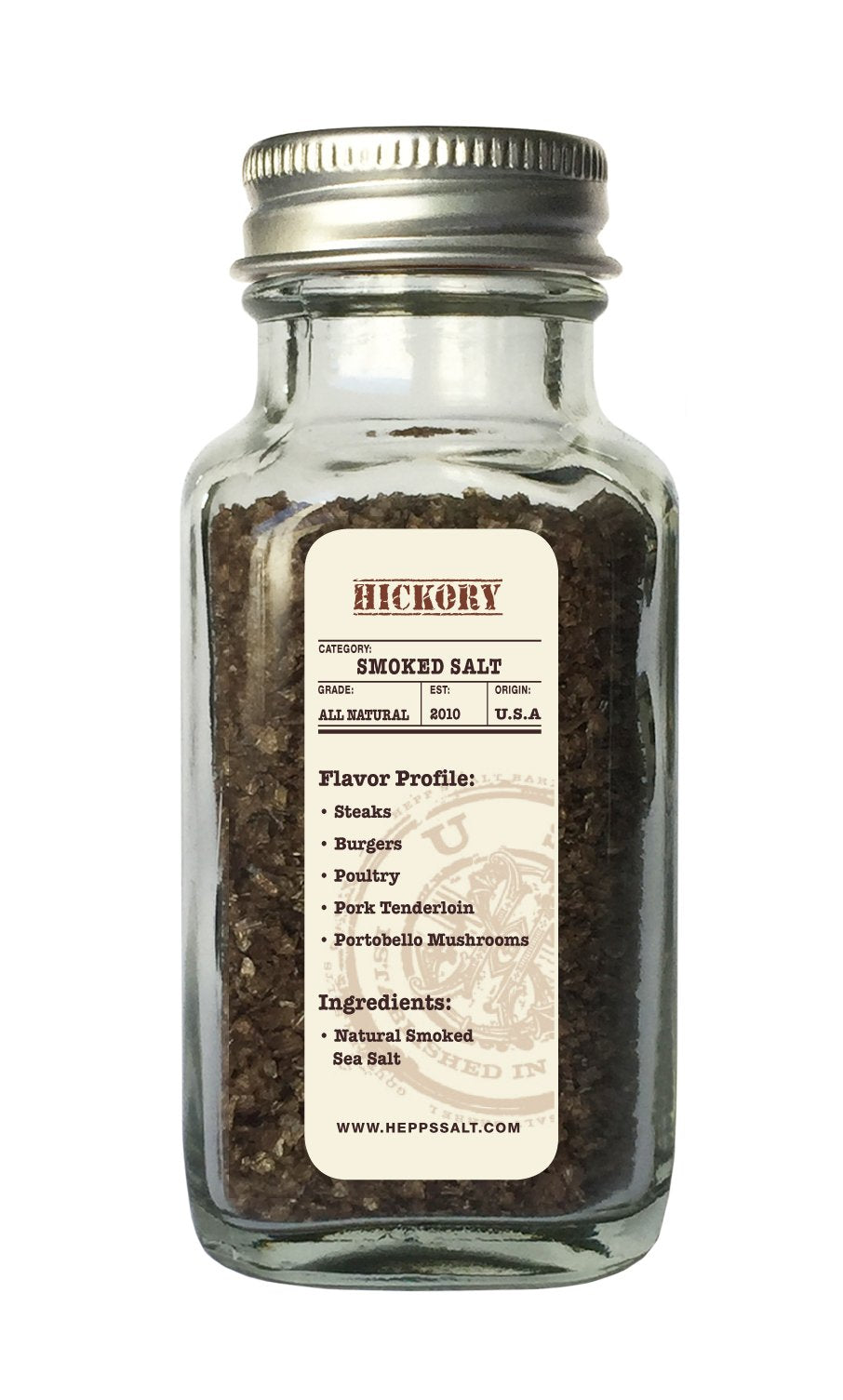 Hepps Salt Co. Hickory Smoked Sea Salt, 1.5oz, Ideal for Cooking and Seasoning