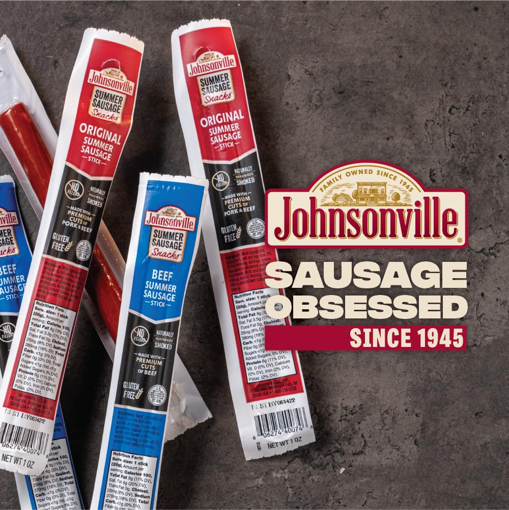Johnsonville Summer Sausage Snack Sticks - Dairy Free, Gluten Free - Sweet Teriyaki, 1 oz., 24-Pack