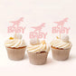 Ercadio 24 Pack Dinosaur Baby Cupcake Toppers Pink Glitter Dinosaur Baby Cupcake Picks Little Dino Baby Cupcake Picks For Dinosa