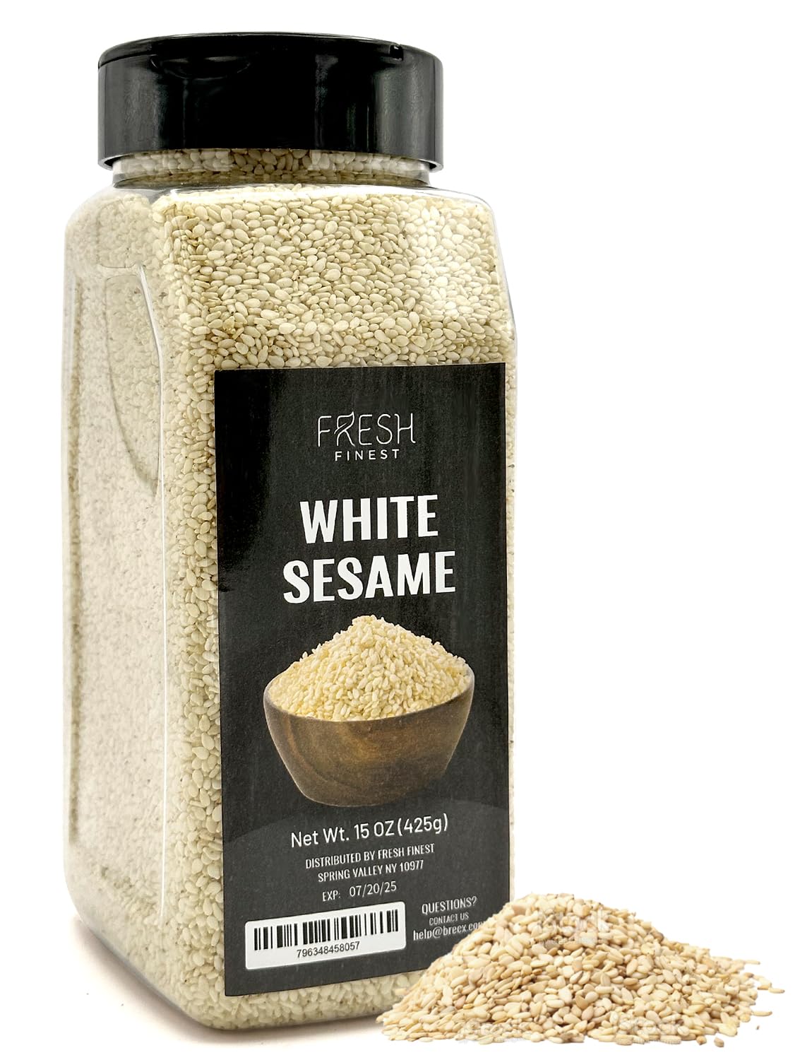Fresh Finest Hulled White Sesame Seeds, 15Oz (425G), Premium Quality
