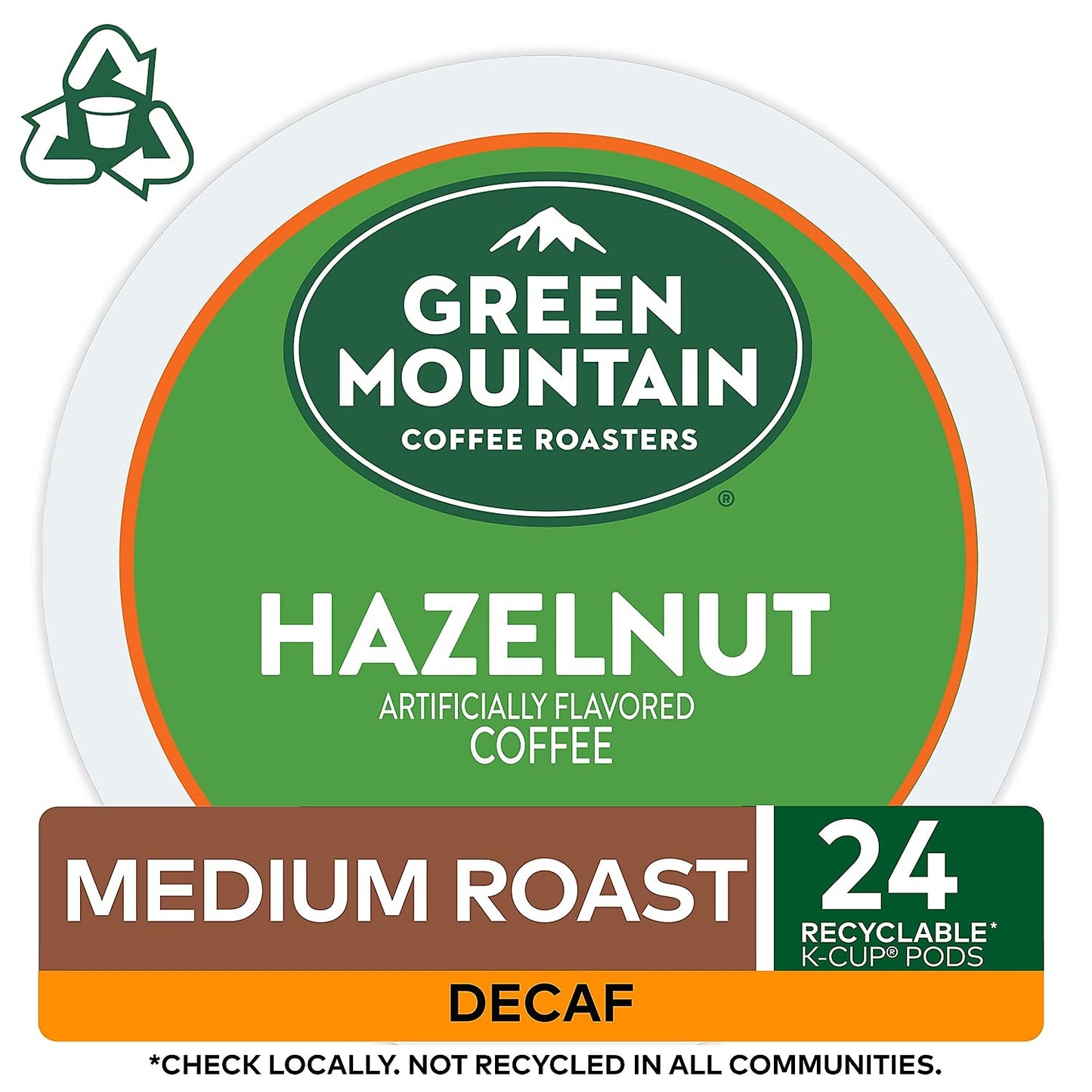 Green Mountain Coffee Hazelnut Decaf K-Cup Portion Pack, Light Roasted, 24 Count, Model 7792, Coffee