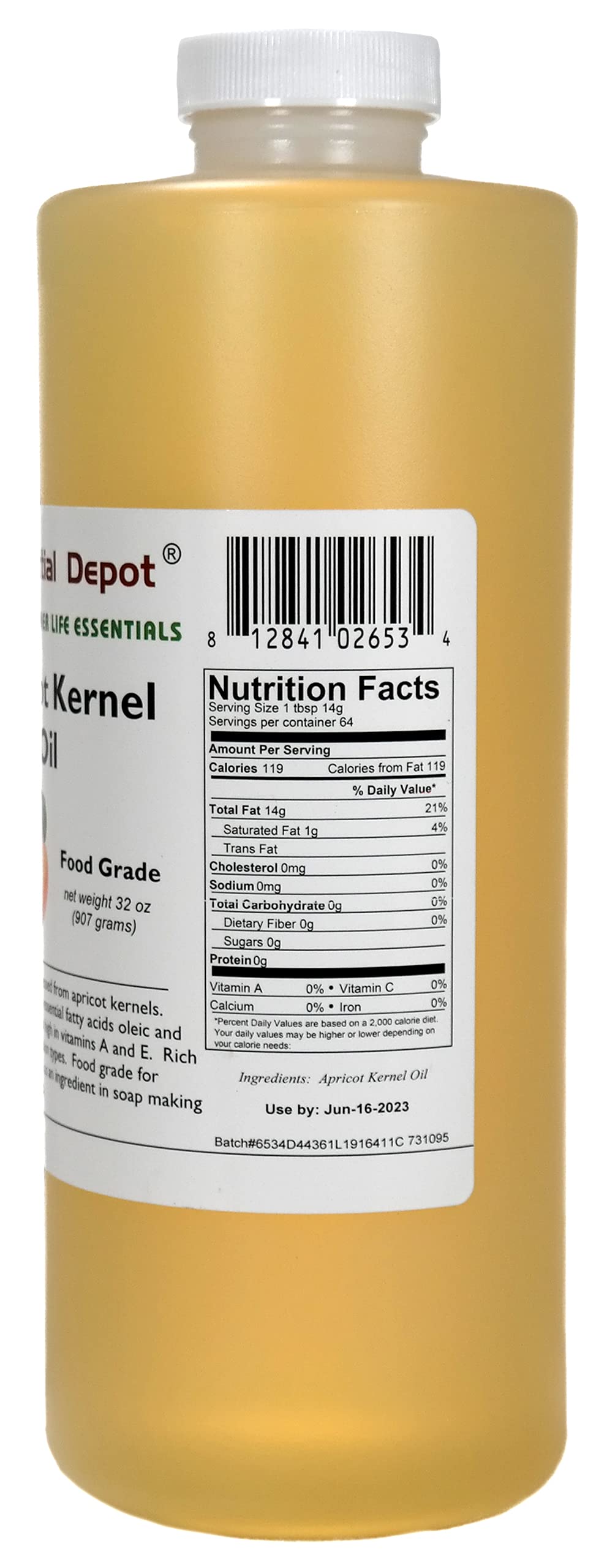 Apricot Kernel Oil - 1 Quart - 32 Oz - Food Grade - Safety Sealed Hdpe Container With Resealable Cap