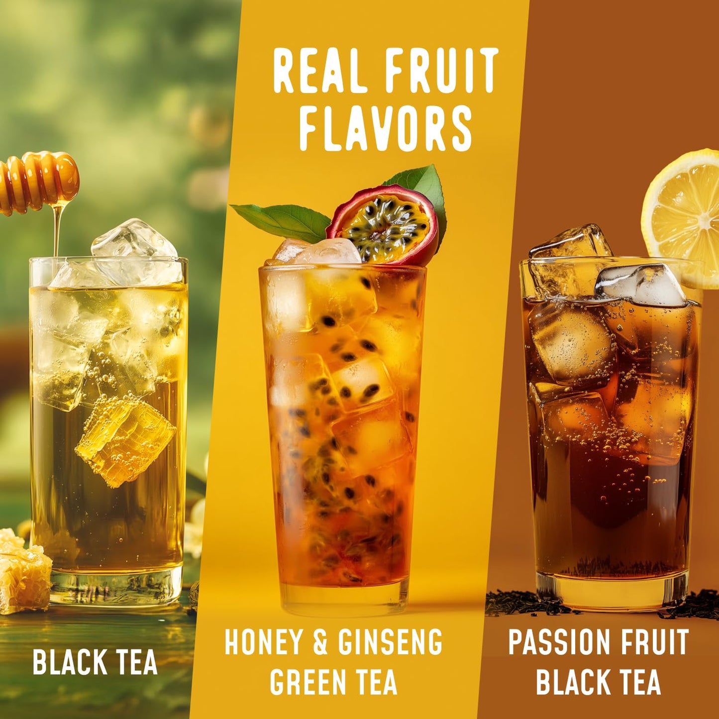 FlavCity Anytime Essential Tea Variety Pack - Powder Drink Mix Packets with Collagen - Black & Green Tea Water Flavoring Packets