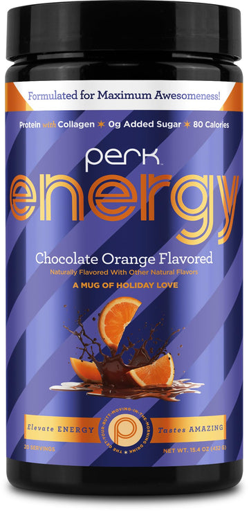 Perk Energy Original Chocolate Orange Flavored (20 Servings) - Gluten Free  Soy Free and Peanut Free