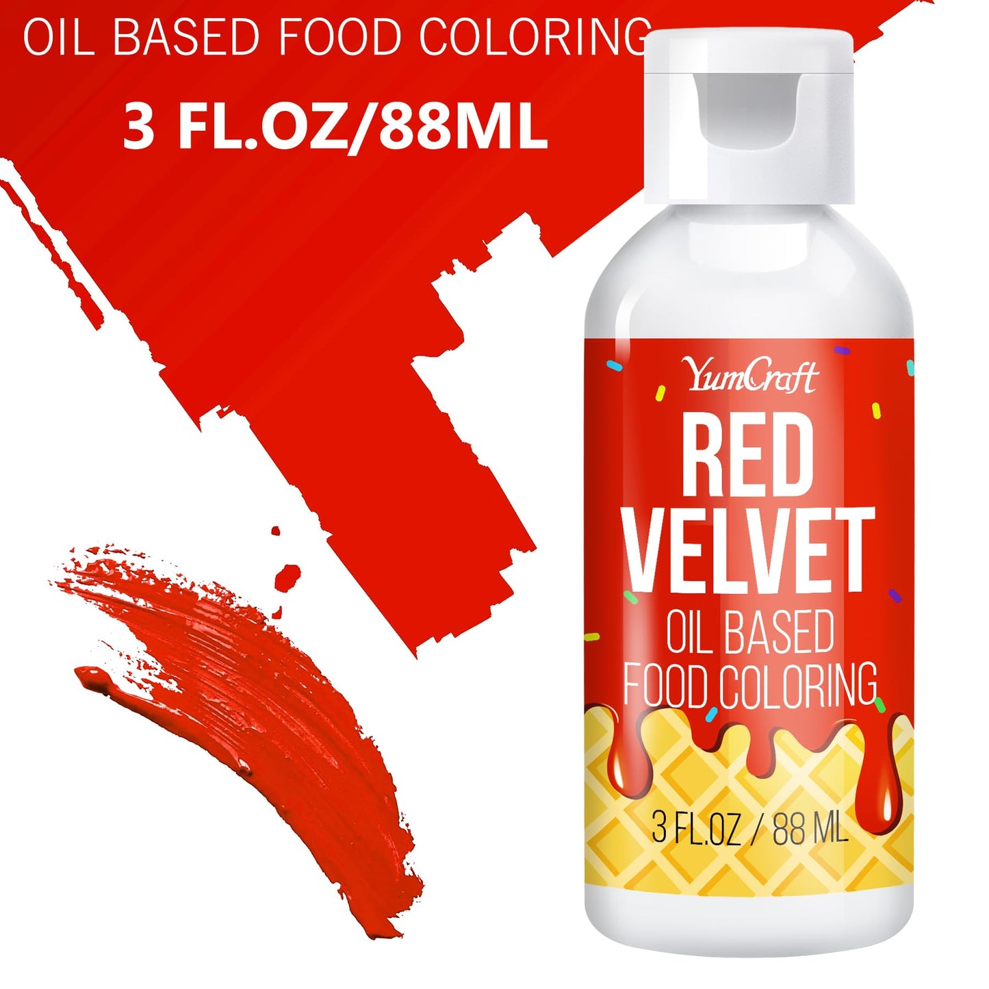 YumCraft Oil Based Food Coloring for Chocolate, 3 Fl Oz, Vibrant Red Velvet Color, Ideal for Baking and Frosting