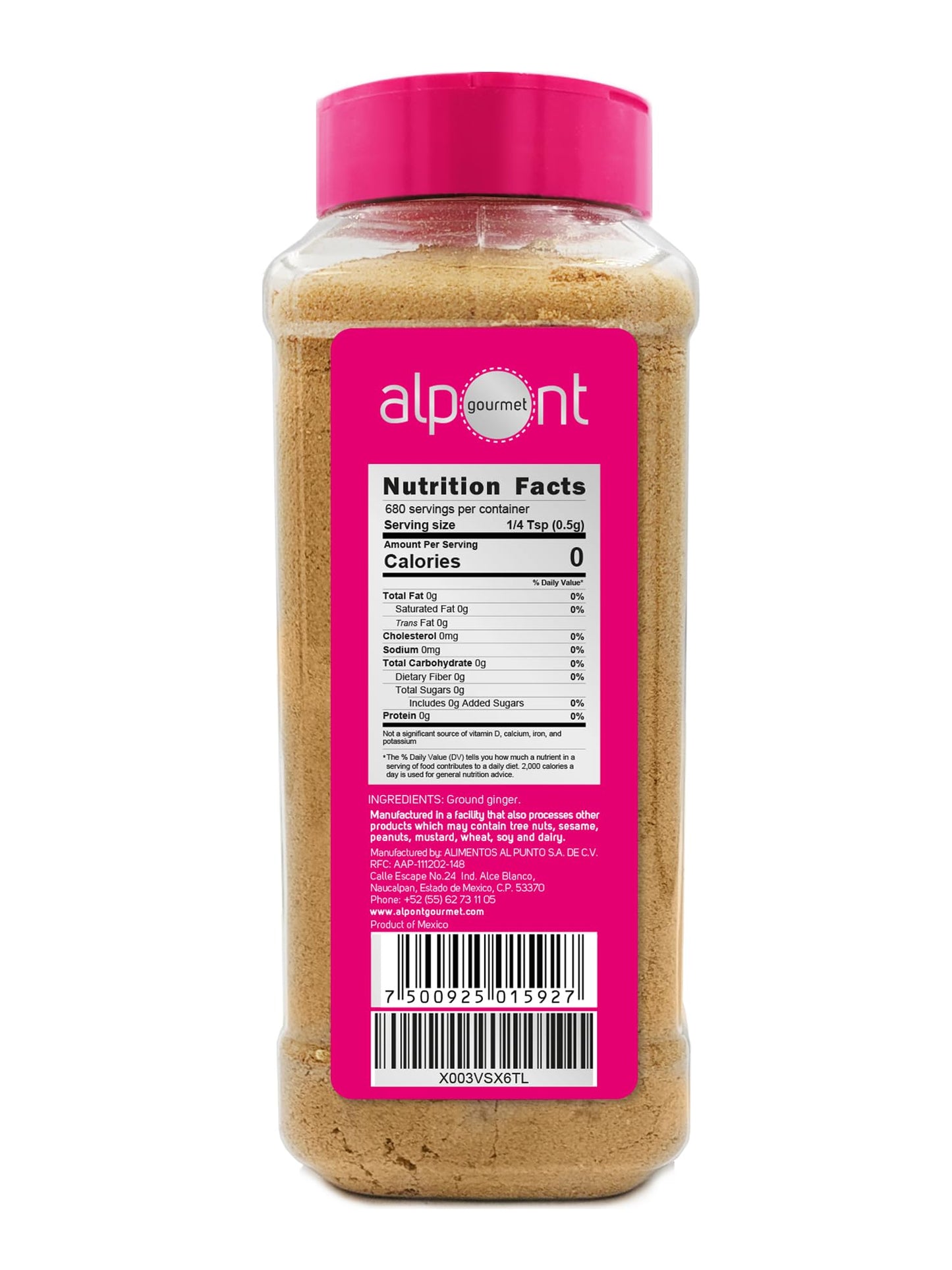 Alpont Gourmet Ground Ginger 12 Oz (340G), All Natural, Non-Gmo, Packed To Keep It Fresh, Premium Quality
