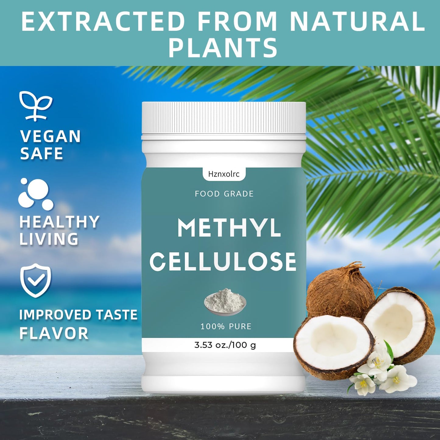 Hznxolrc Methylcellulose Powder, Pure 3.52 oz for Ice Cream, Cake, Yogurt, Candy