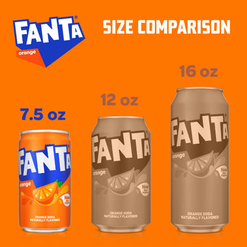 Fanta Orange Soda Can, Pack of 10, 7.5 fl oz Each, Refreshing Carbonated Beverage