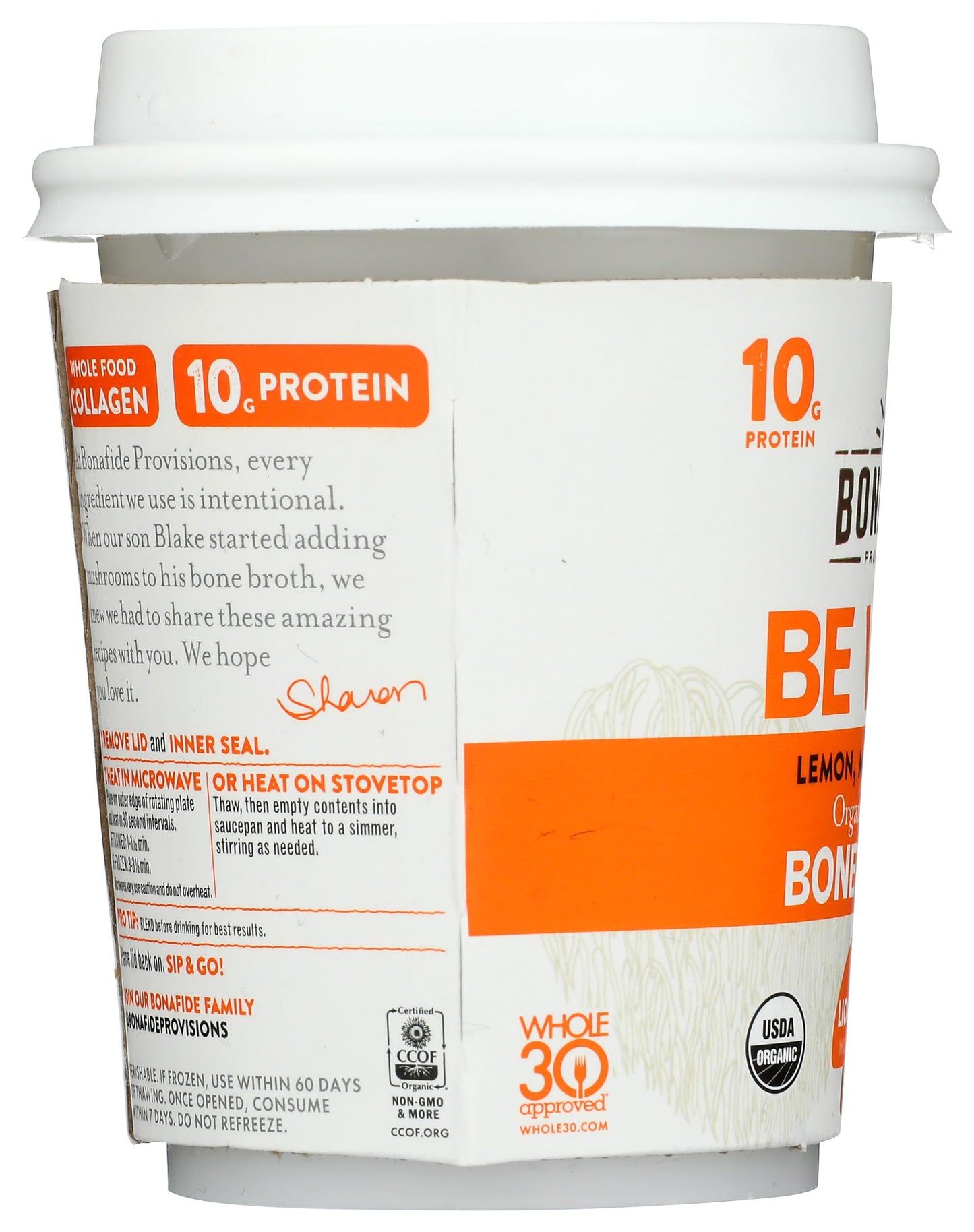 Bonafide Provisions Fresh Organic Be Well Broth with Lemon, Mint & Ginger Organic Chicken Bone Broth, Frozen 8 fl oz - Gluten-Fr