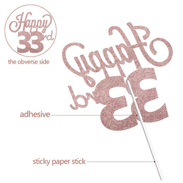 Lingteer Happy 33Rd Birthday Cake Topper - Cheers To 33Rd Birthday 33 Years Old Birthday Party Cake Decorations Sign.