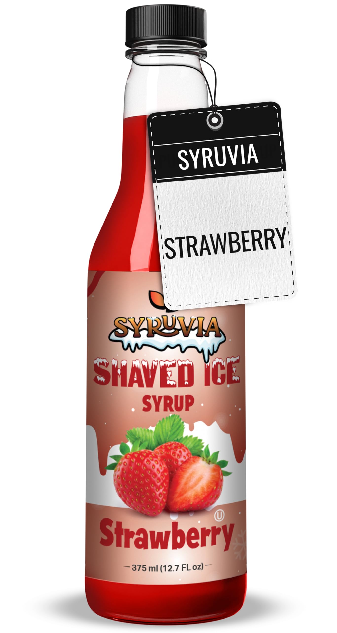 Syruvia Snow Cone Syrup 12.7oz - Strawberry Syrup For Shaved Ice  Snow Cones  Slushies  Italian Soda  Popsicles. Kosher  Dairy Free