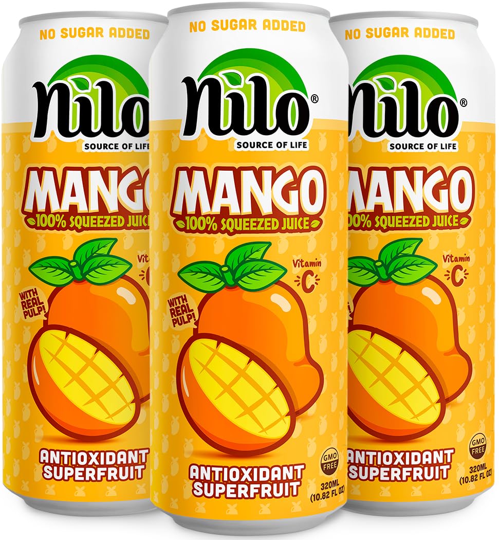 Nilo Mango Juice | 100% Squeezed Mango | No Sugar Added | Not From Concentrate | 10.8 Oz (Pack Of 12)