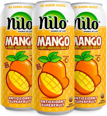 Nilo Mango Juice | 100% Squeezed Mango | No Sugar Added | Not From Concentrate | 10.8 Oz (Pack Of 12)