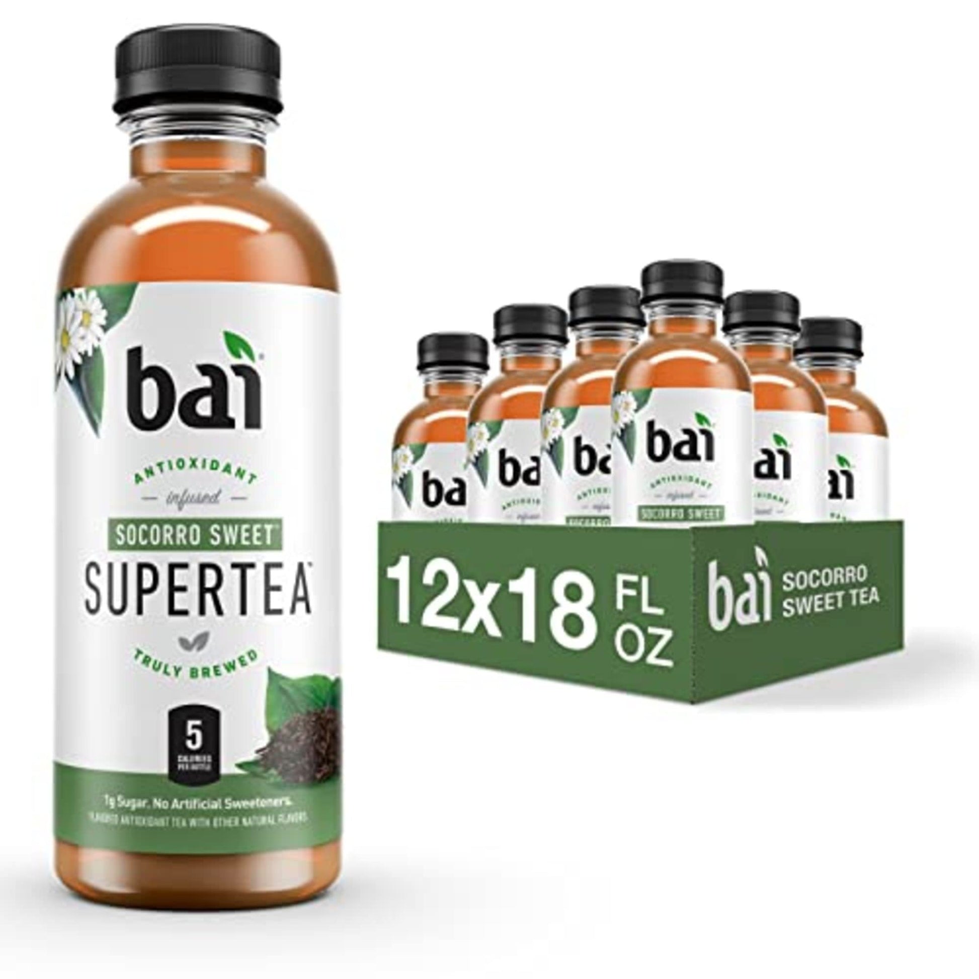 Bai Iced Tea Socorro Sweet, Antioxidant Infused Supertea, 18 Fl Oz Bottles, 12 Count