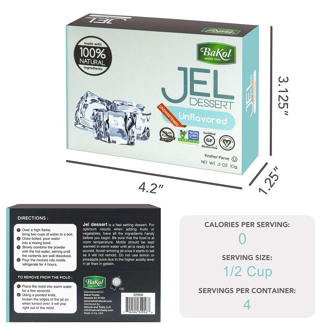 Bakol Jel Dessert - All Natural Vegan Dessert Mix - Kosher - Halal - No Artificial Sweeteners Flavors or Colors - Set Of All 6 F
