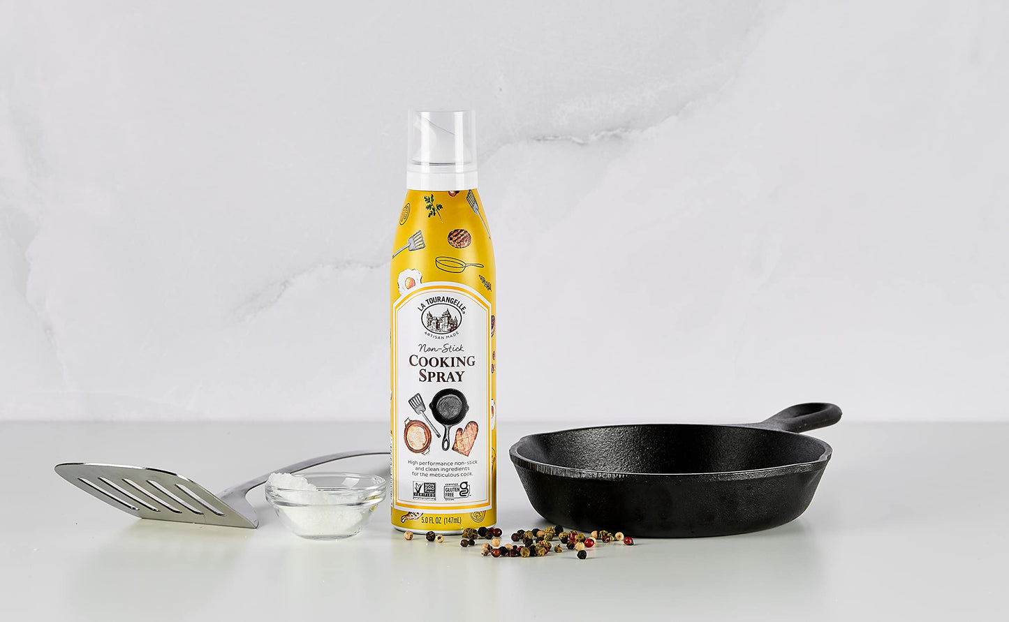 La Tourangelle, Non Stick Cooking Spray, Expeller Pressed Oil, Non Aerosol, For Neutral Flavor, Medium to High Heat, 5 Fl Oz