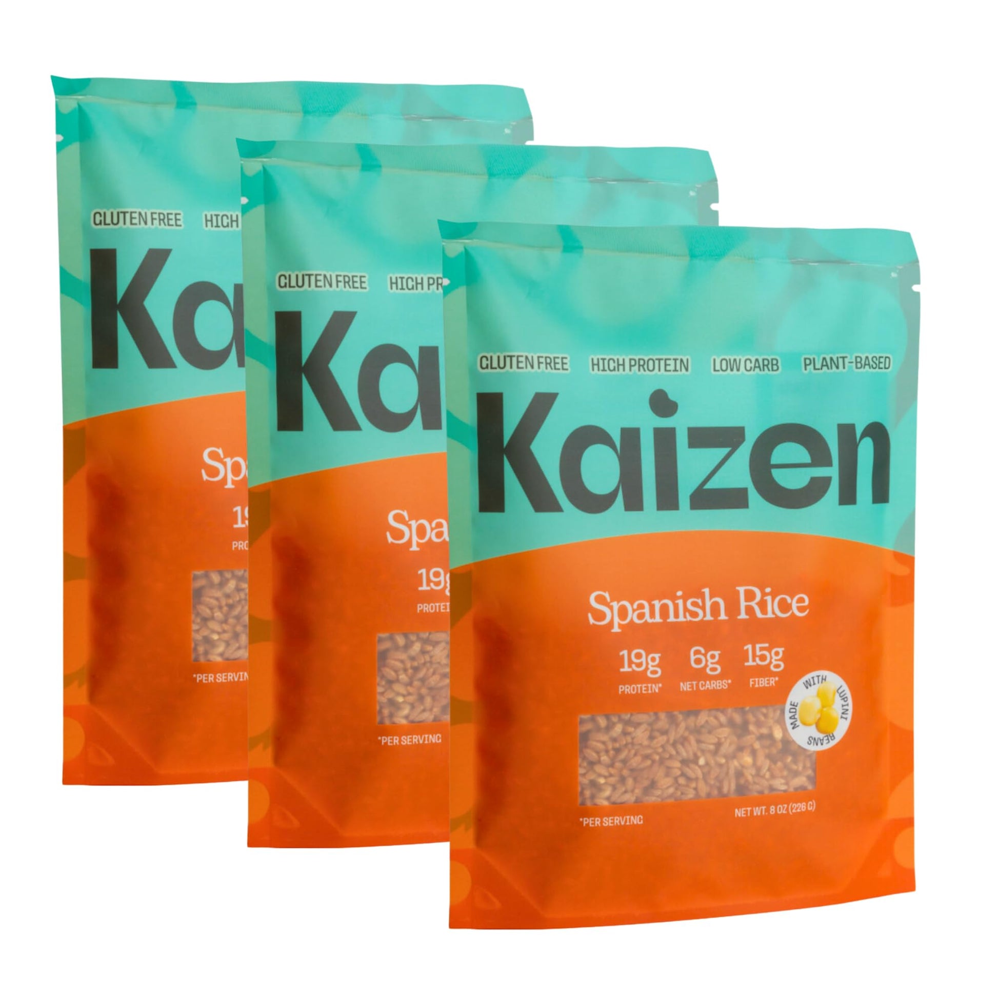 Kaizen Low Carb Keto Spanish Rice, High Protein (20g), Gluten-Free, Plant-Based, 8 oz (Pack of 3)