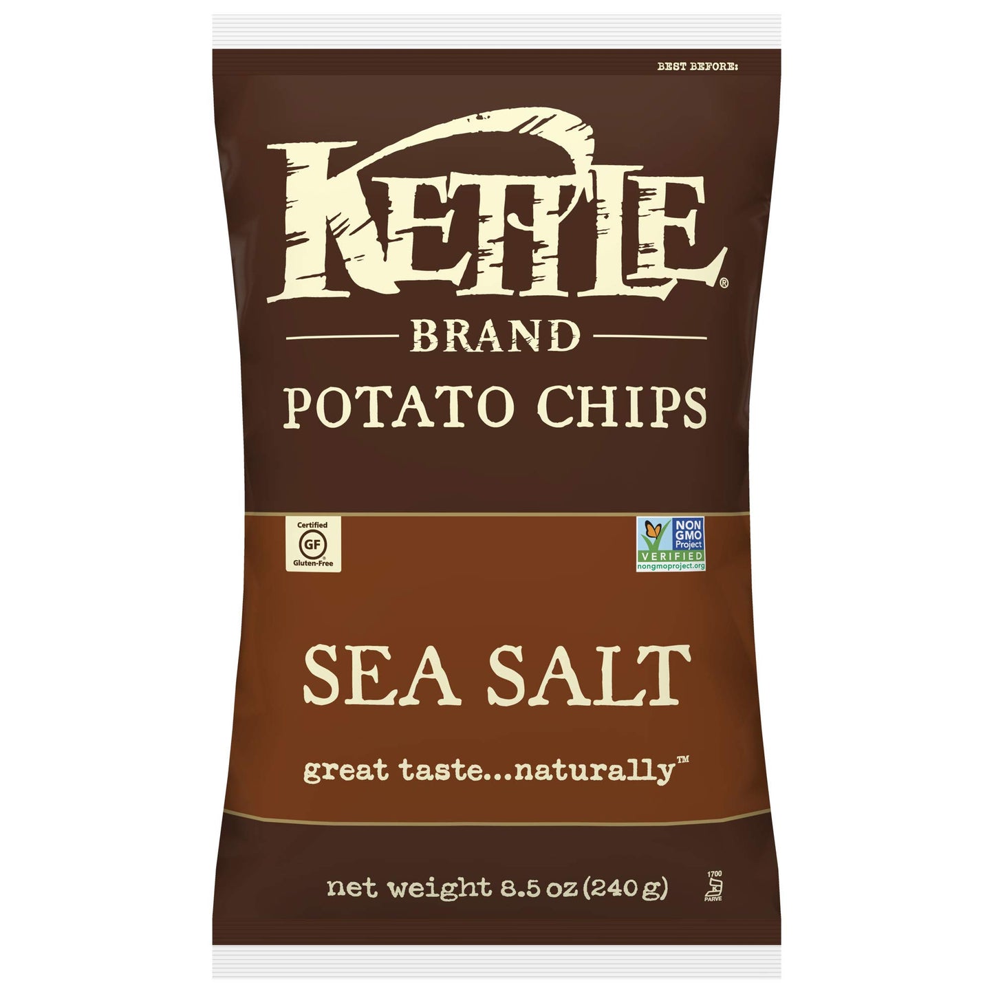 Kettle Brand Potato Chips, Sea Salt, 8.5 Ounce Bags (Pack Of 12)