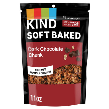 KIND Soft Baked Granola, Dark Chocolate Chunk, Healthy Snacks, Gluten Free, 100% Whole Grains, 4g Protein, 11oz, 1 Count