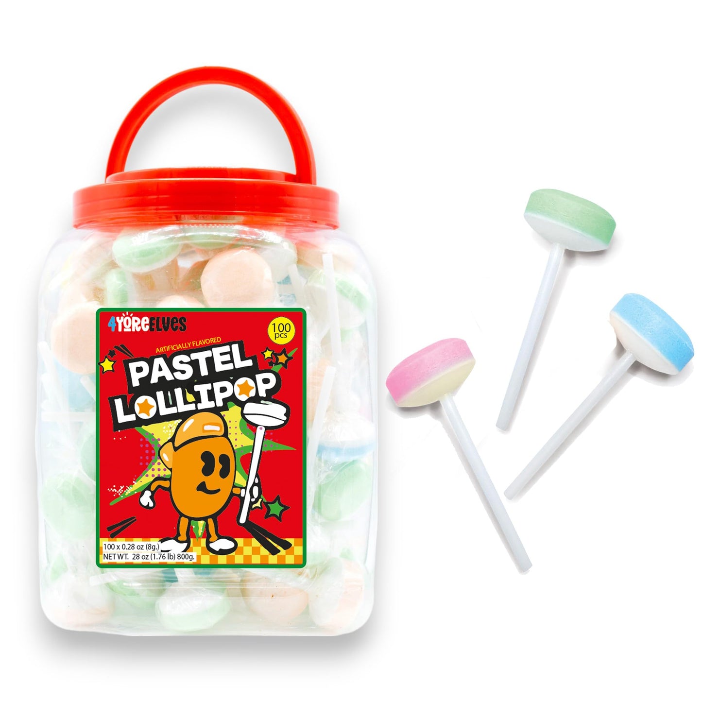 Double Lollies, 1.7 lb of Bulk Fruit-Flavored Lollipops Individually Wrapped, Perfect for Summer Parties, Goody Bags and Sharing
