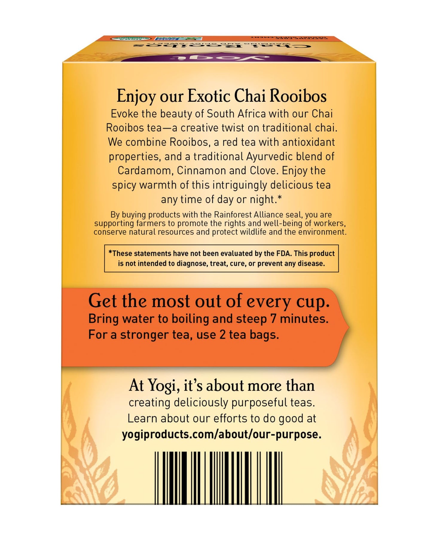 Yogi Tea Chai Rooibos Herbal Tea, 16 Count, Yellow, Model 0076950415331