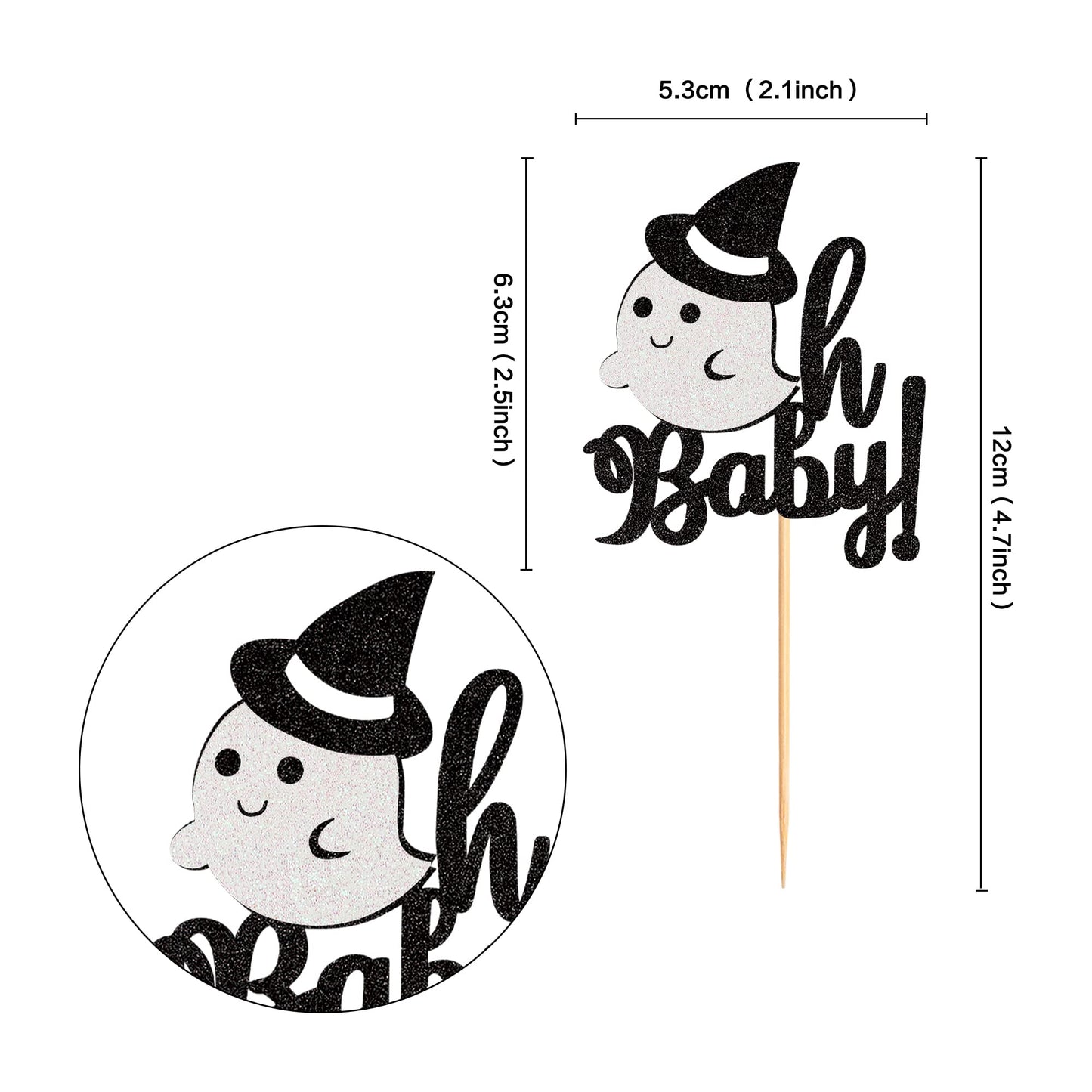 Ercadio 24 Pack Ghost Oh Baby Cupcake Toppers Glitter Halloween Baby Ghost Cupcake Picks Ghost Oh Baby Cupcake Decors For Baby S