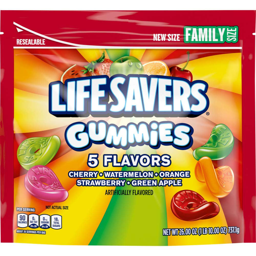 LIFE SAVERS 5 Flavors Gummies Candy Bag, Gummy Candy for Goodie Bags, Road Trips, Treats, 26 oz (Pack of 6)